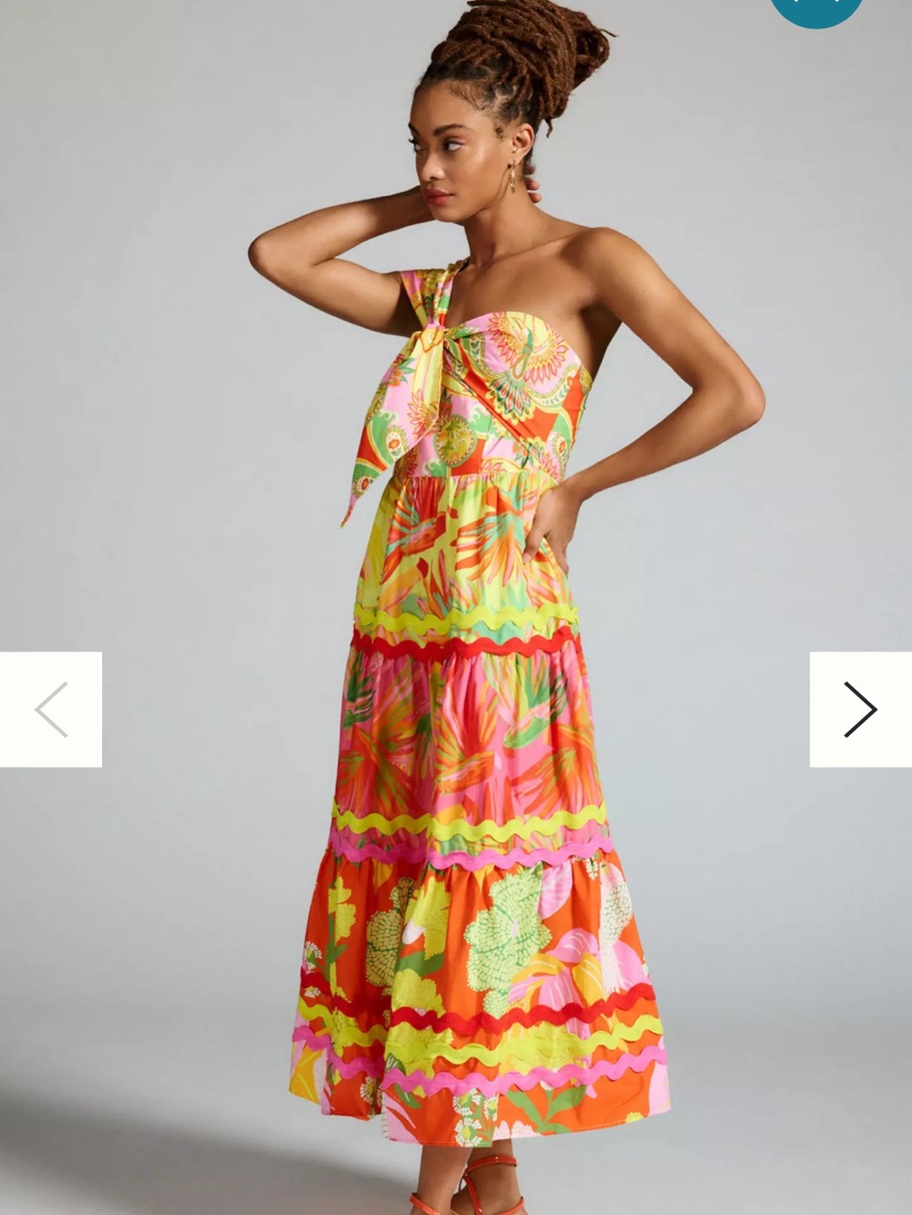 Farm Rio One-Shoulder Tiered Dress